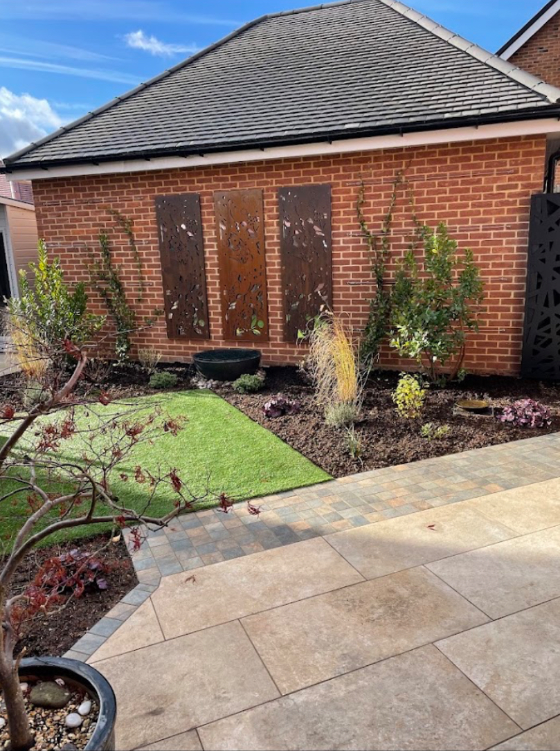 Patio repair work in progress in Farnham, Surrey
